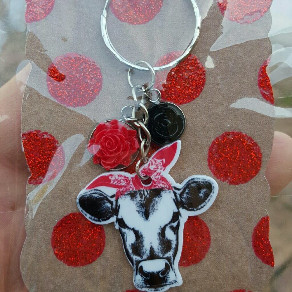Bandana Cow Keychain!! New!